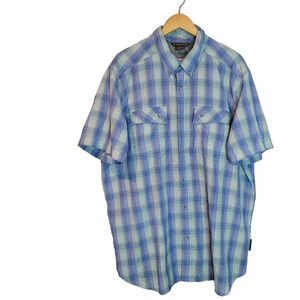 ExOfficio Men's Button-Up Shirt Size 2XL Multicolor Plaid Polyester Short Sleeve